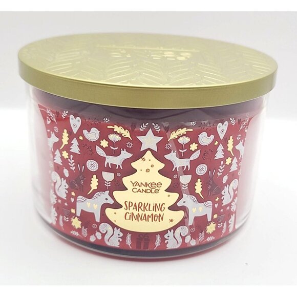 Yankee Candle Sparkling Cinnamon 3-Wick 18oz Scented Jar Candle With Gold Lid - Picture 1 of 8